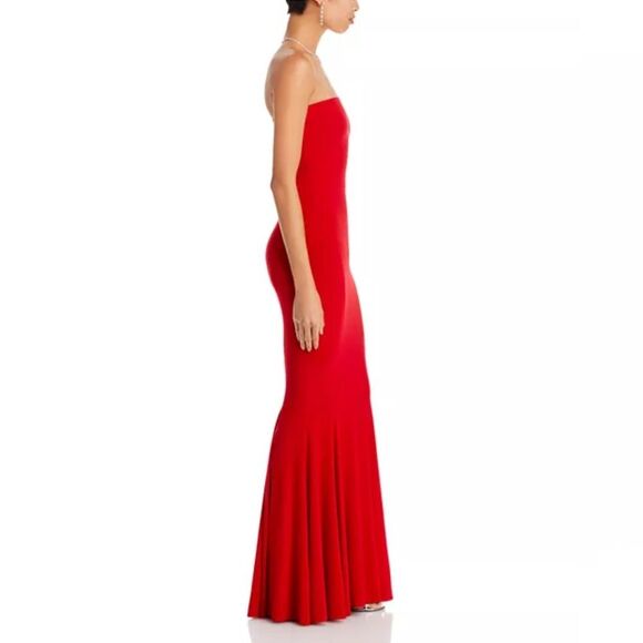 Norma Kamali Strapless Fishtail Gown in Tiger Red, NWT, Size L-40 - Picture 9 of 16